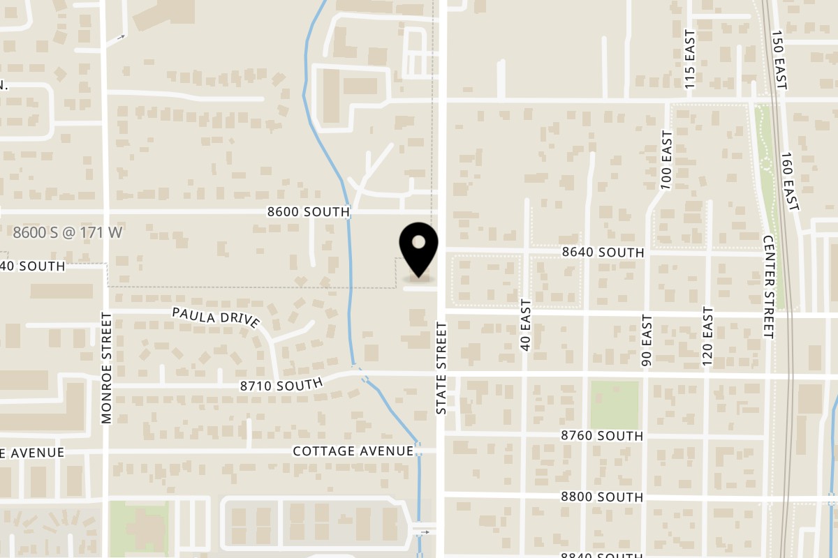 Map showing the location of India House on 8660 State St in Sandy